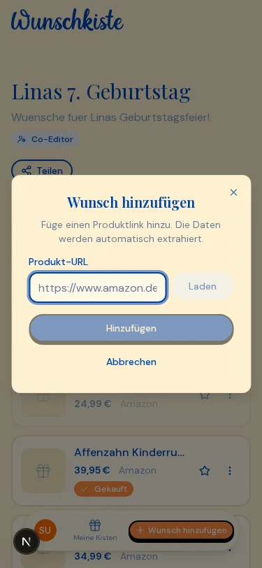Wunsch hinzufuegen Dialog